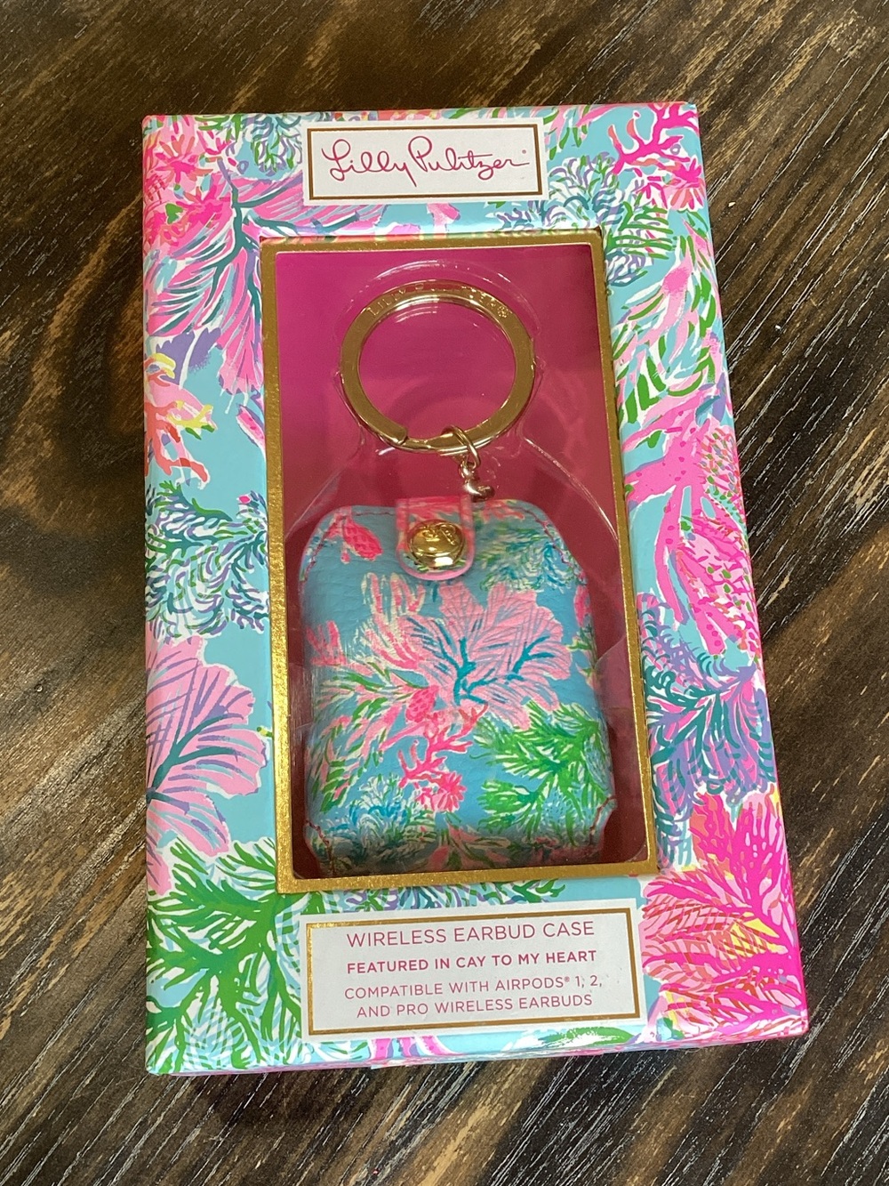 Lilly Pulitzer Cay to My Heart Floral Wireless Earbud Case Keychain